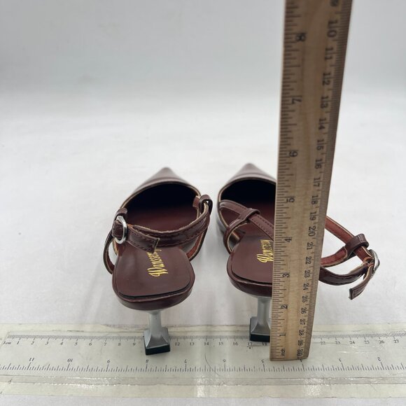 Wansseny Wine Slingback Kitten Heel Closed Toe Dressy Pumps Low Heel Sandals - Picture 4 of 7